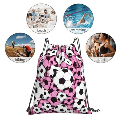 Soccer Drawstring Backpack Gym String Bag Water Resistant Drawstring Sackpack Sport For Womens Mens - color: Football3