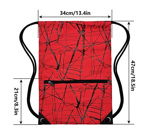 HOLYLUCK Drawstring Backpack Bag Sport Gym Sackpack - color: Metallic-red