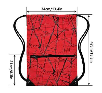 HOLYLUCK Drawstring Backpack Bag Sport Gym Sackpack - color: Metallic-red