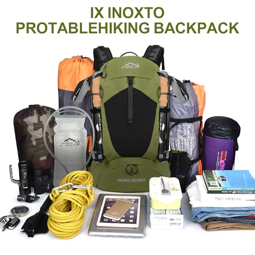 IX INOXTO Hiking Backpack, 26L/40L Waterproof Hiking Daypack with 3L Water Bladder and Rain Cover, Lightweight Travel Camping Backpack for Men Women (Dark Green) - color: Dark Green