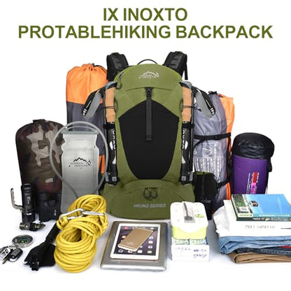 IX INOXTO Hiking Backpack, 26L/40L Waterproof Hiking Daypack with 3L Water Bladder and Rain Cover, Lightweight Travel Camping Backpack for Men Women (Dark Green) - color: Dark Green