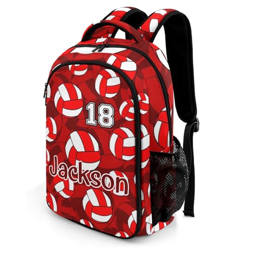 Red Volleyball Pattern Casual Backpack Daypack Laptop Bag Custom Shoulders Backpacks for Man Woman Gifts - color: Red Volleyball Pattern