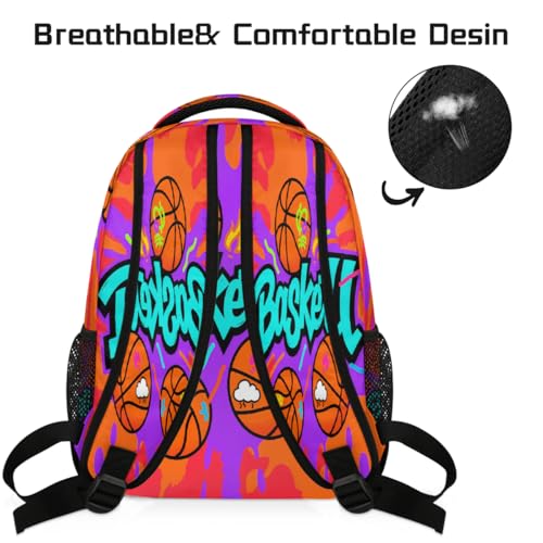 School Backpack Travel Bag for Men & Women, Basketball Lightweight Boys Girls Bookbag Daypack Fits 15.6 Inch Laptop for College Students, Middle High School, Teens