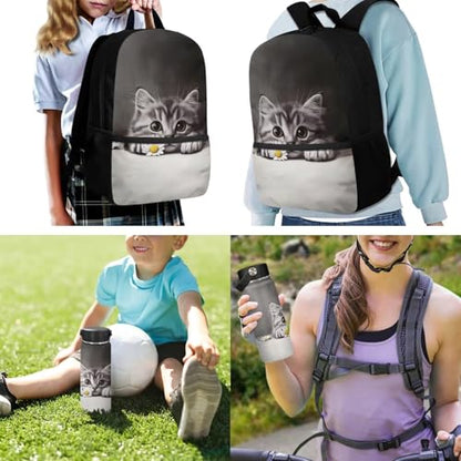 ZOUTAIRONG Daisy Cat Print Bookbag for School Insulated Thermos for Hot & Cold Drinks, Lightweight Casual Backpack with Side Pockets for Small Water Up - color: Daisy Cat