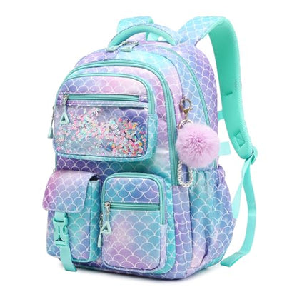 Girls Backpack,School Bag for Kids,Primary,Elementary,teen ages 6-15 Girls Bookbag,Students Kawaii Backpack Blue mermaid - color: Blue Mermaid