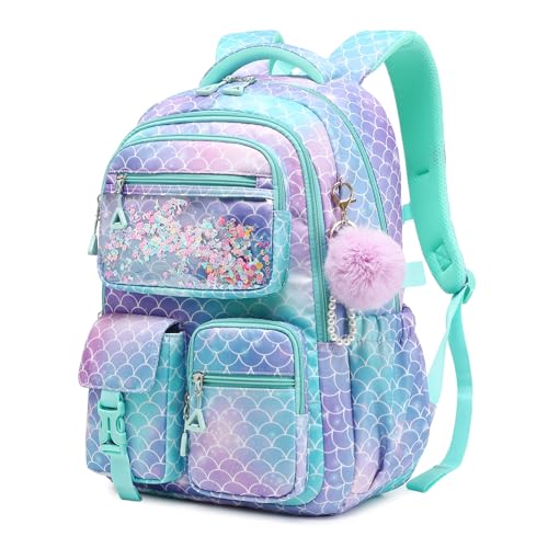 Girls Backpack,School Bag for Kids,Primary,Elementary,teen ages 6-15 Girls Bookbag,Students Kawaii Backpack Blue mermaid - color: Blue Mermaid