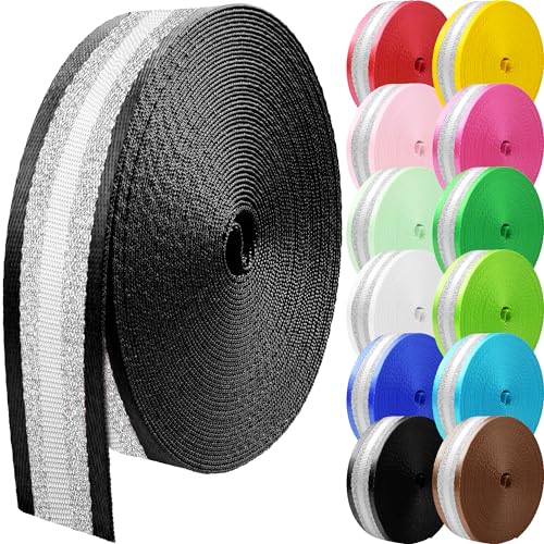 10 Yards Nylon Webbing 1.5 Inch 2 Inch Nylon Strap Webbing Straps Backpack Straps Nylon Belt for Indoor or Outdoor Gear, DIY Crafting, Handles, Luggage, Slings - color: Black-10 Yards, size: 1.5 inch