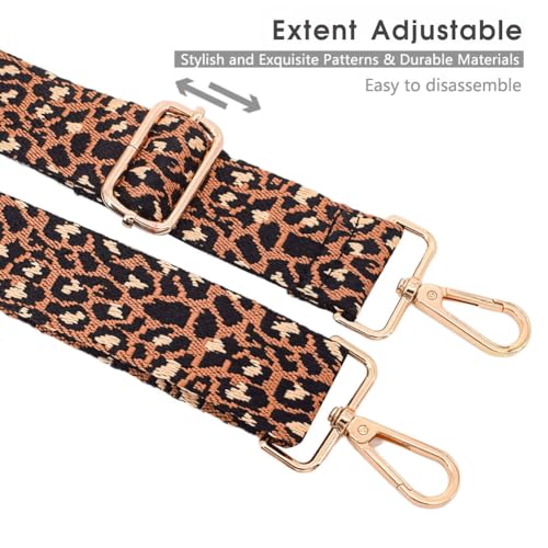Replacement Purse Strap Shoulder Strap Adjustable Crossbody Strap for Women Crossbody Wide Shoulder Bag - color: Brown Leopard Print-gold Hardware