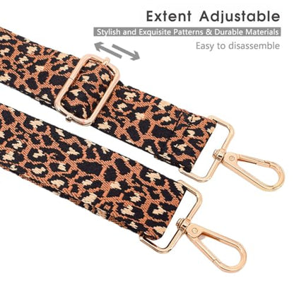 Replacement Purse Strap Shoulder Strap Adjustable Crossbody Strap for Women Crossbody Wide Shoulder Bag - color: Brown Leopard Print-gold Hardware