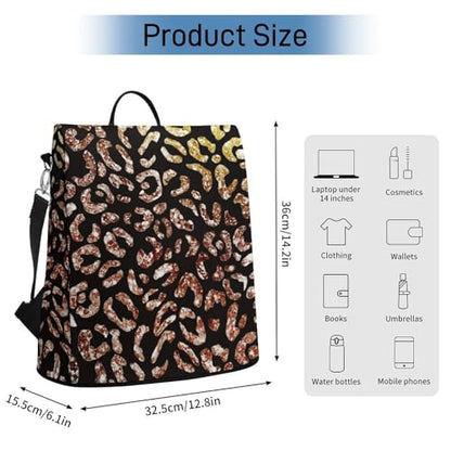 Women Fashion Backpacks Gradient Bling Leopard Print Handbags for Women Anti Theft Fashion Back Pack Shoulder Bag - color: Gradient Bling Leopard Print, size: No Custom