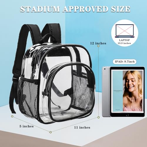 Clear Backpack Stadium Approved 12x12x6 Small Clear Backpack for Concert,Work,Festival,Security,Stadium - color: Light Purple