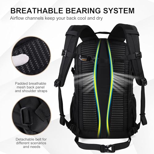 MOUNTAINTOP 25/30L Lightweight Hiking Backpack, Outdoor Daypack - color: 25l-black