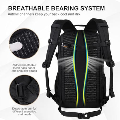 MOUNTAINTOP 25/30L Lightweight Hiking Backpack, Outdoor Daypack - color: 25l-black