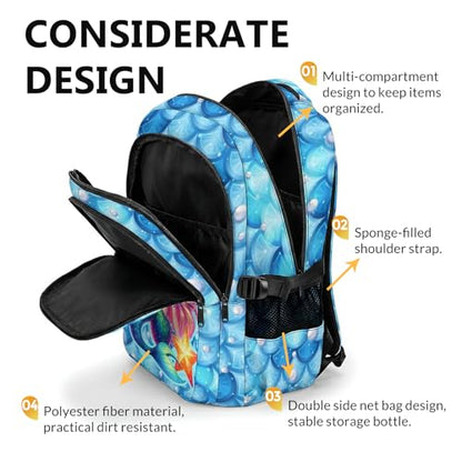 Personalized Girls Backpack Custom Mermaid Backpacks for Kids Back to School, Durable 17 Inch Schoolbags with Name for School Travel Picnic - color: Blue