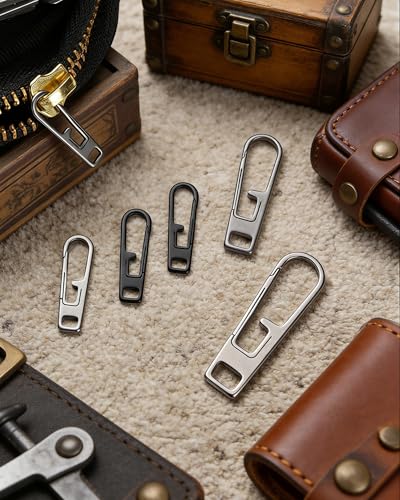 VIPERADE VAT1 Heavy Duty Titanium Zipper Pulls Replacement, Universal Zipper Pull Tab Repair Kit for Jackets, Coats, Suitcases, Luggage, Backpacks, Handbags and EDC Pouches (2 Polished, 0.98" × 0.2") - color: 2 Polished, size: 0.98" × 0.2"