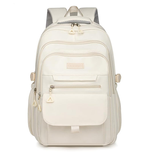 School Cute Aesthetic Backpack Girls Backpack for Students Kids Teen Girls Large Capacity Bookbags College Backpacks Laptop Lightweight Bookbag Casual Travel Daypacks School Bag（White） - color: White