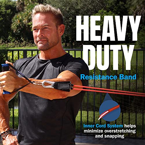 Bodylastics Patented Basic Series Resistance Band Set - Resistance Bands with Snap Reduction Tech, 2 Handles, 2 Ankle Straps, 1 Door Anchor & 1 Carry Bag - color: PRO 3-400 LBS Set Camo