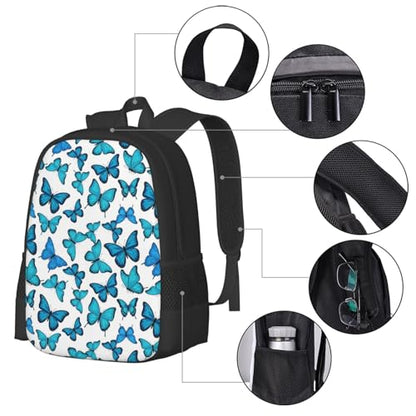 Breathable Outdoor Daypack Blue Butterfly Butterflies, Durable Anti Theft Travel Backpack Adjustable Strap Shoulder Bag for Hiking Camping City Walking - color: Design (1327)