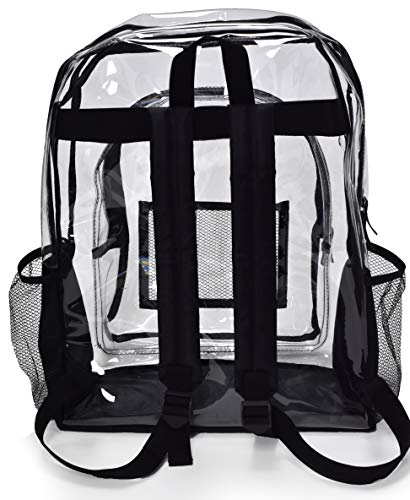 Masirs Handy Laundry Clear Backpack Stadium Approved – Heavy Duty Transparent Bag, Waterproof, Mesh Side Pockets, Easy to Clean, 16 x 11 in - style: Heavy Duty Clear Backpack