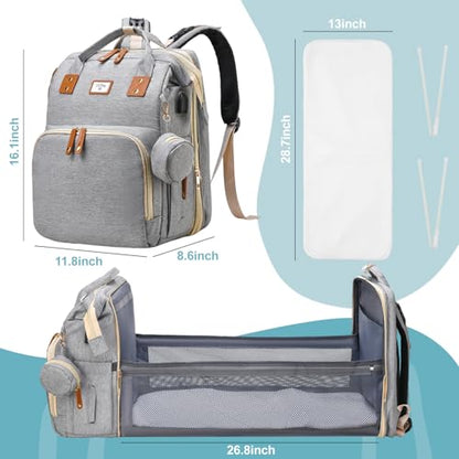 JSTPRO Diaper Bag Backpack, Large Waterproof Lightweight Diaper Bag with Changing Station, Insulated Pockets, USB Port & Stroller Straps, Travel Baby Bag for Mom and Dad, Baby Shower Gifts (Grey) - color: Grey