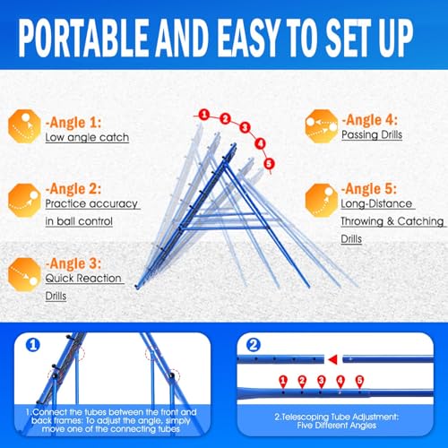 Volleyball Baseball Rebounder Net, Softball Rebounder Pitchback Net Quick Adjustments, Quick Adjustments Lacrosse Bounce Back Practice Equipment, Ideal for Outdoor Indoor and Backyard Training - size: 5FTx4FT, style: Three Mode Baseball Net