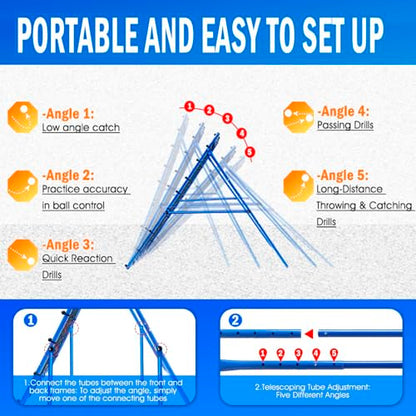 Volleyball Baseball Rebounder Net, Softball Rebounder Pitchback Net Quick Adjustments, Quick Adjustments Lacrosse Bounce Back Practice Equipment, Ideal for Outdoor Indoor and Backyard Training - size: 5FTx4FT, style: Three Mode Baseball Net