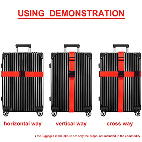 Luggage Straps for Suitcases TSA Approved Travel Belt 4 Pack by Chelmon (Red) - color: Red