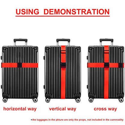 Luggage Straps for Suitcases TSA Approved Travel Belt 4 Pack by Chelmon (Red) - color: Red