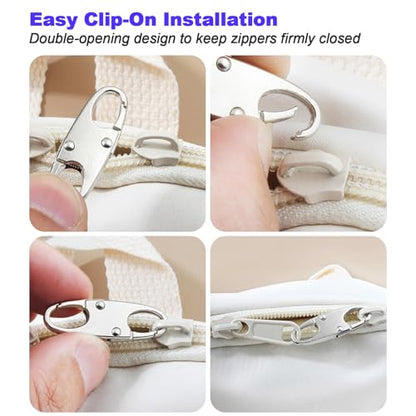 8 PCS Small Carabiner Clip, Anti Theft Zipper Clips Double Opening, Zipper Lock Replacement for Backpack, Luggage, Travel Bag Security, Mini Carabiner Clip for Keychain (4 Black+4 Silver)