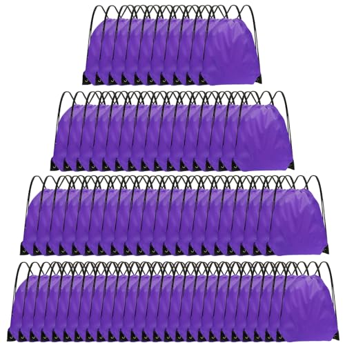 Grneric Drawstring Backpack Bulk 70Pcs String Backpack Drawstring Bags Cinch Bag Sackpack for Men Women Gym(Purple) - color: Purple