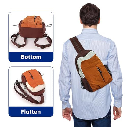 Ultralight Convertible Sling Backpack - Wear as Crossbody or Backpack for Commuting, Hiking, Travel and Cycling (Brown) - color: Brown