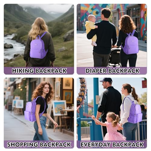 AOTIAN Lightweight Small Hiking Backpack for Women - Durable Water-Resistant Daypack for Travel, Camping & Outdoor Adventures - color: Light Purple-small