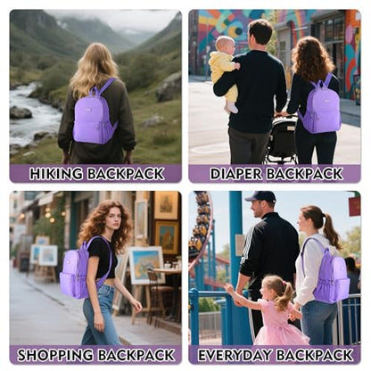 AOTIAN Lightweight Small Hiking Backpack for Women - Durable Water-Resistant Daypack for Travel, Camping & Outdoor Adventures - color: Light Purple-small