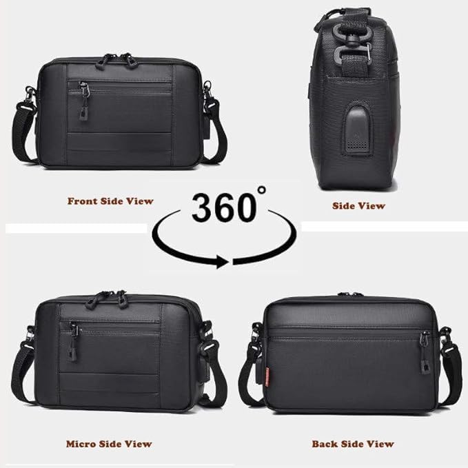 Waterproof Polyester Slim Unisex Crossbody Sling Bag Chest Backpack Men's Shoulder Bag, Leisure Travel Handbag, Hard Shell Anti-Theft Chest Bag, Messenger Bag-Black, Standard, Retro - color: Messenger Bag-black