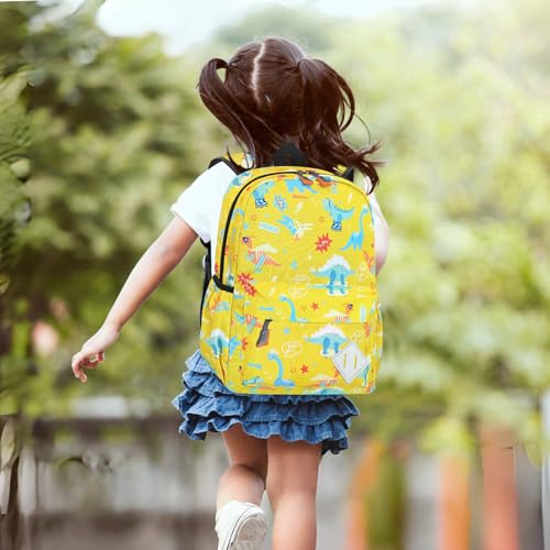 Kids Backpack for Girls Boys - 15 Inch Dinosaur Childrens Backpack Cute School Bag Kindergarten Backpack for Ages 3-8, Yellow - color: Yellow