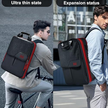 ZINZ Slim & Expandable Laptop Backpack 15.6 16 17 inch Travel Business Backpack Water-Resistant Daypack for Men and Women，Black red - color: B01rd01