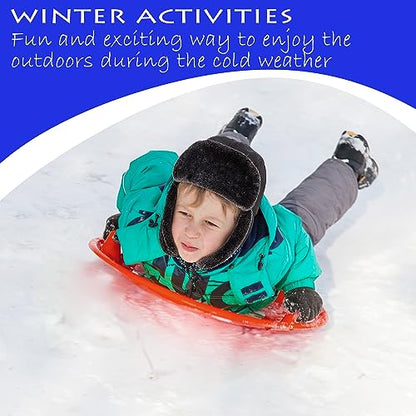 Slippery Racer Heavy-Duty Cold Resistant Downhill Pro Adults and Kids Plastic Outdoor Winter Saucer Disc Snow Sled with Handles - size: 1 PACK, style: RED