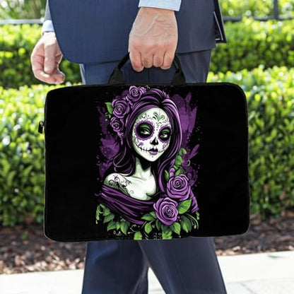 15-Inch Laptop Sleeve – Stylish, Lightweight, Shockproof, Water-Resistant Case for Lenovo, HP, Dell, Asus Notebooks - Day of The Dead Sugar Skull Women - color: Day of the Dead Sugar Skull Women
