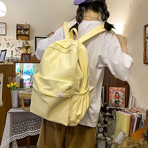 Eagerrich Aesthetic Cute School Backpack for Teens Girls Laptop Bag - color: Yellow
