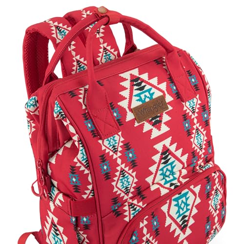 Montana West Wrangler Diaper Bag Backpack Aztec Callie Bag Travel Backpack Purses Western Multi-Function Baby Bags for Mom - color: Burgundy