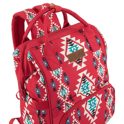Montana West Wrangler Diaper Bag Backpack Aztec Callie Bag Travel Backpack Purses Western Multi-Function Baby Bags for Mom - color: Burgundy