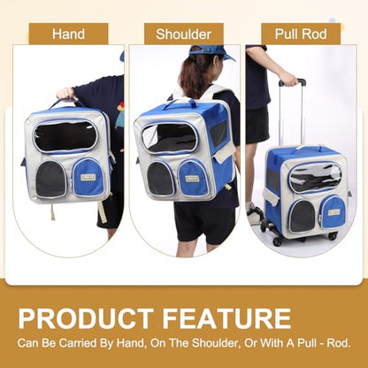 Pet Backpack Carrier, Portable and Ventilated, Nylon Dogs Cats and Small Animal Travel Bag 14.17", (Green, 1 Pcs), Intended for Hiking/Camping/Traveling - color: Green