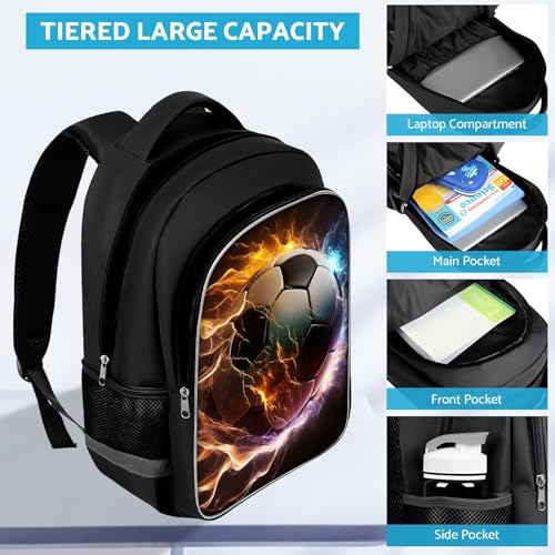 TILYTADLY School Backpack for Boys - Soccer Boys Backpack for Kids Children Teens Elementary Middle School - Students Bag for Ages 6-18,17″Bookbag Multifunctional Large Capacity - color: Soccer-09-backpack Only