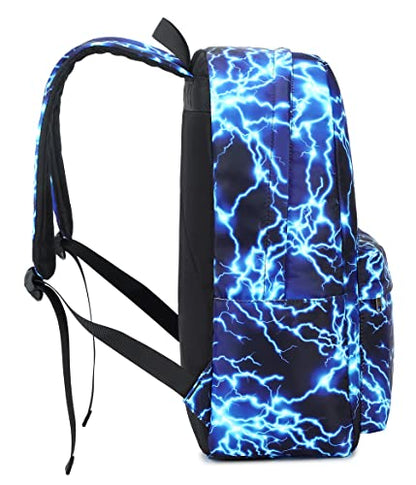 Backpack for Boys Elementary Bookbags Durable Lightweight Teenager Student School Bags Travel Waterproof (1-Blue Lightning) - color: 1-blue Lightning