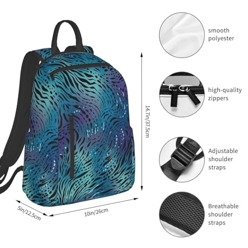 Blue zebra print Travel Backpack for Men & Women 14 inch Laptop Backpack Waterproof Work Back Pack - color: Blue Zebra Print