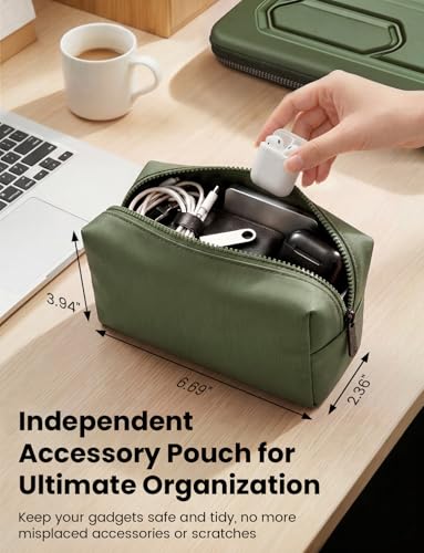 DOMISO Laptop Hard Case 17-17.3 inch Waterproof Shockproof Hard Shell Laptop Sleeve with Handle & Storage Pocket, Compatible with MacBook, HP, Dell, Green - color: Green, size: 17.3 inch