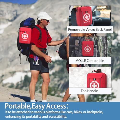 Professional Trauma First Aid Kit - Military-Grade Labelled Compartments & MOLLE System for Workplace, Outdoor, Car, Boat, Hurricane Emergencies 265 Piece Emergency Necessities Kits - size: Large