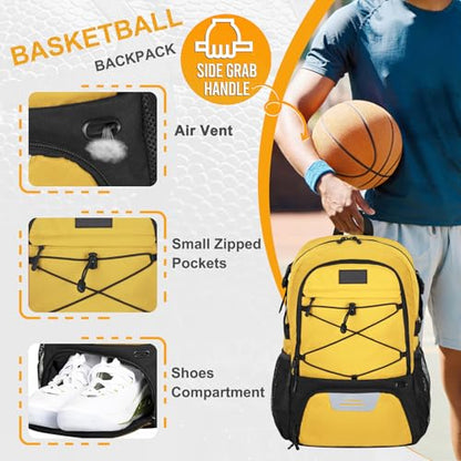 Goloni Soccer Backpack,Basketball Backpack with Ball Compartment & Shoe Compartment,Backpack for Basketball,Soccer - color: orange
