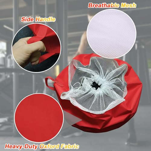 J Bryant Extra Large Battle Rope Storage Bag – Heavy-Duty Carry Sack for Training Ropes, Jump Ropes & Gym Accessories - color: Red