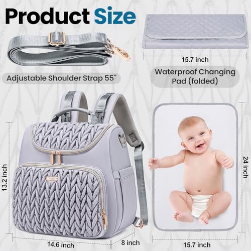 Tealari 4 in 1 Convertible Diaper Bag Backpack,Waterproof Baby Diaper Bag with Changing Pad,Converts into Baby Tote Bag,Diaper Backpack,Stroller Bag and Crossbody Diaper Bag - color: Gray